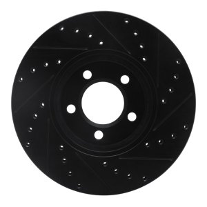 Ford Thunderbird Brake Rotor (1) - Front Left - R1 Concepts - Drilled & Slotted - Black - `00-`06